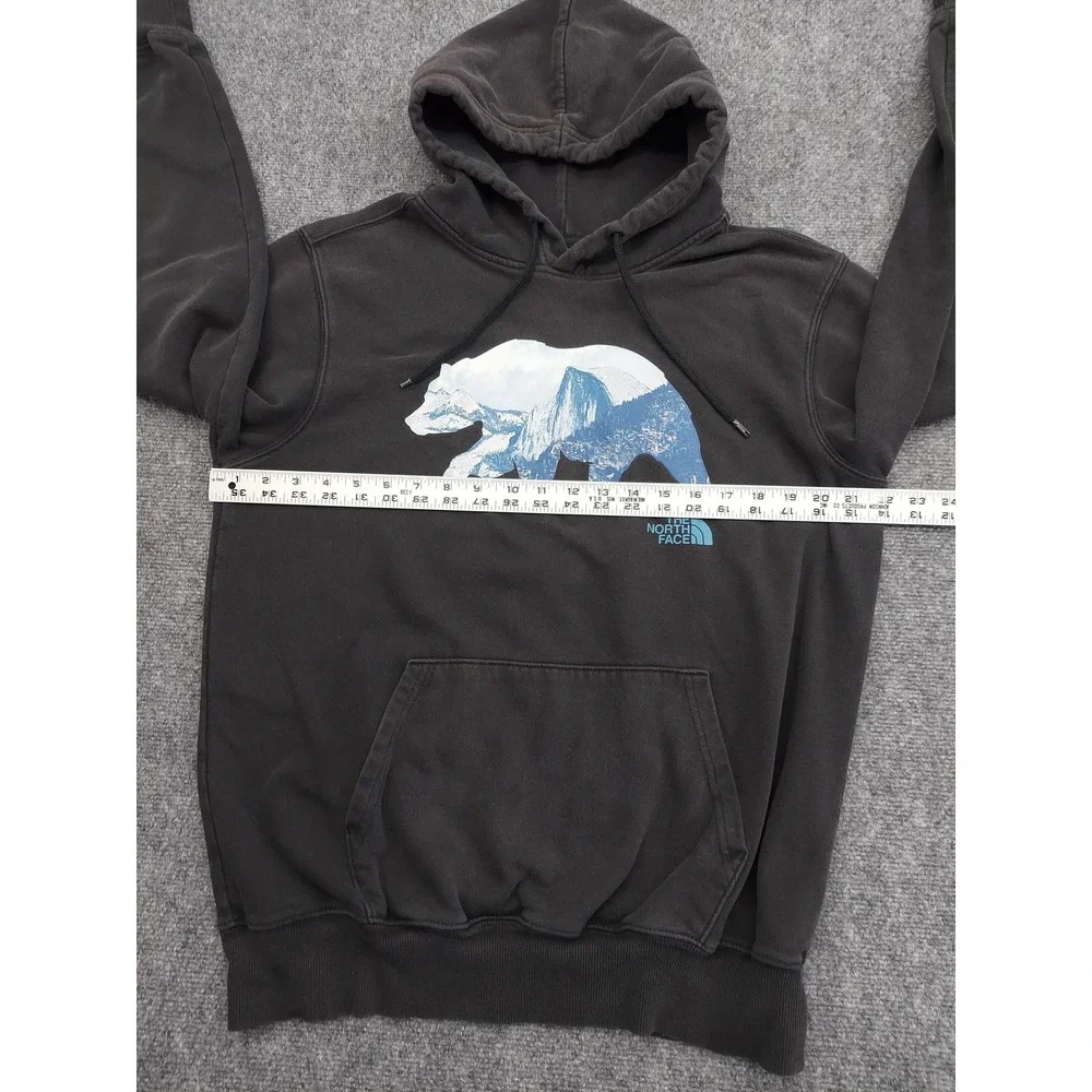 The North Face Hoodie Mens Medium Black‎ Bear Graphic Pullover Fleece Sweatshirt